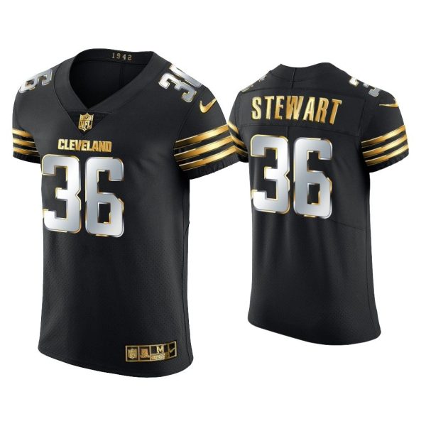 Men M.J. Stewart Cleveland Browns Black Golden Edition Vapor Elite Jersey
