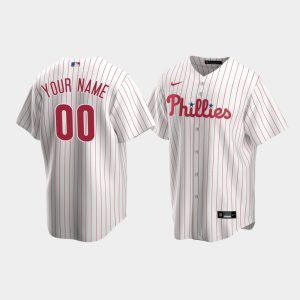 Men Philadelphia Phillies #00 Custom White Replica Home Jersey