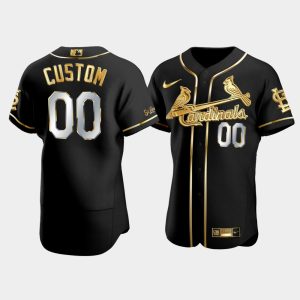 Men St. Louis Cardinals Custom #00 Black Gold Edition Jersey