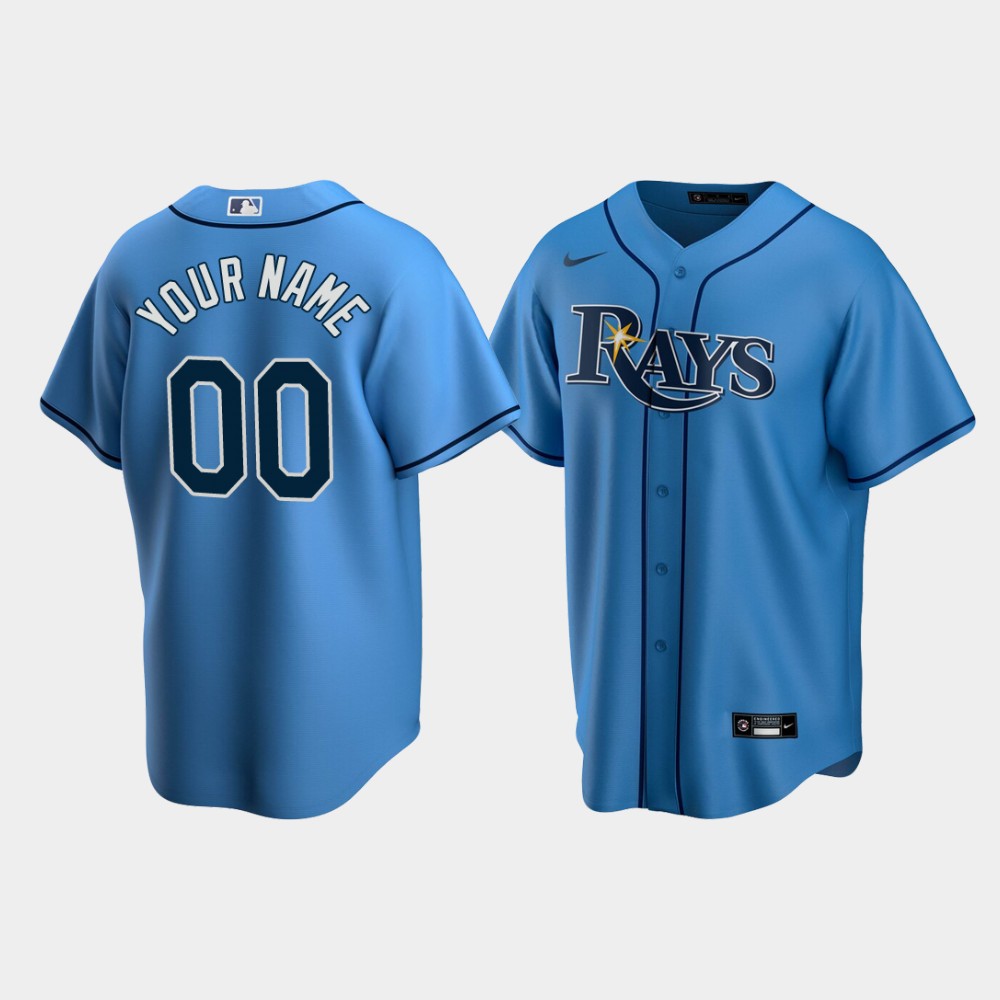 Men Tampa Bay Rays #00 Custom Light Blue Replica Alternate Jersey 