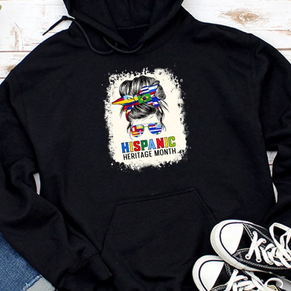 National Hispanic Heritage Month Messy Bun Latin Flags Hoodie TH671