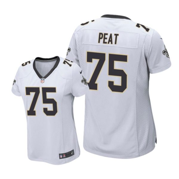 New Orleans Saints #75 White Andrus Peat Game Jersey - Women