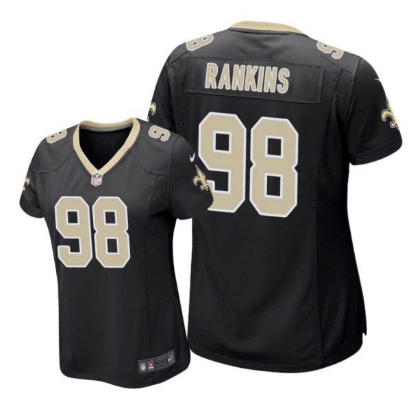 New Orleans Saints #98 Black Sheldon Rankins Game Jersey - Women