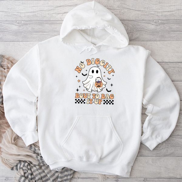 No Diggity Bout To Bag It Up Cute Ghost Halloween Kids Candy Hoodie 2 TH591