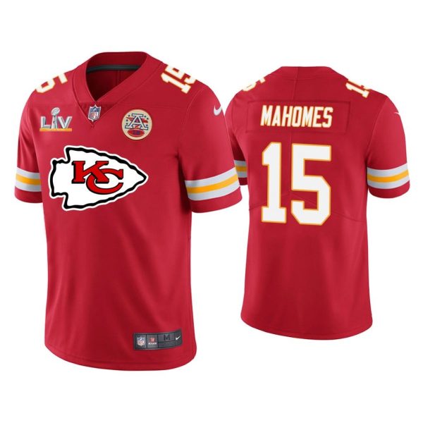 Patrick Mahomes Kansas City Chiefs Super Bowl LV Red Team Logo Jersey