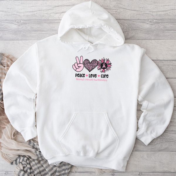 Peace Love Cure Pink Ribbon Cancer Breast Awareness Hoodie