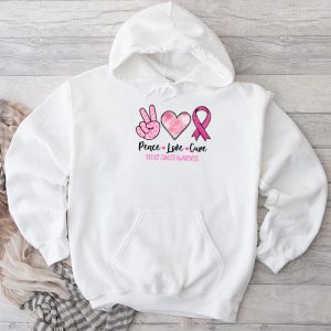 Peace Love Cure Pink Ribbon Cancer Breast Awareness Hoodie