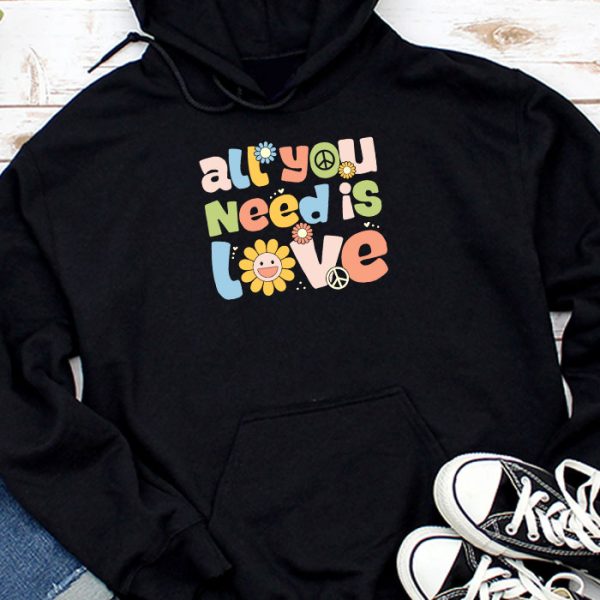 Peace Sign Love 60s 70s 80s Costume Hippie Retro Halloween Hoodie TH773