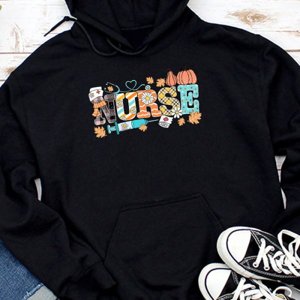 Retro Autumn Pumpkin Fall Nurse Life Thanksgiving Nurse Hoodie TH700