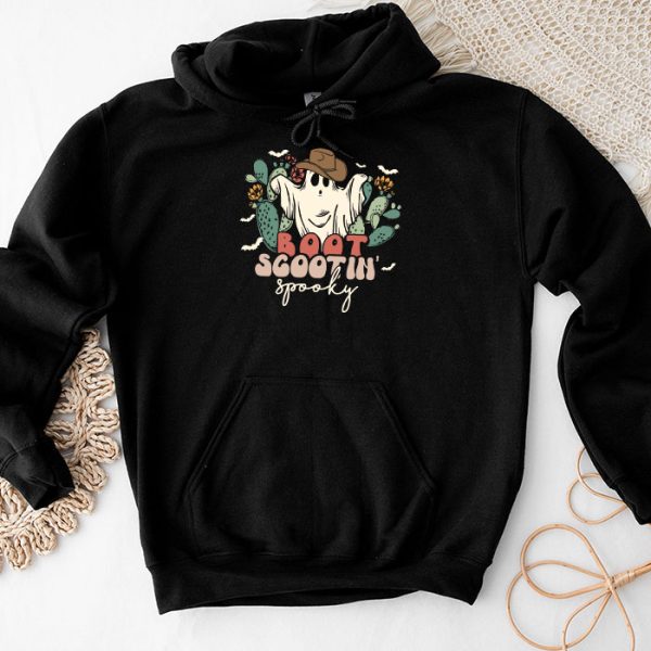 Retro Western Halloween Cowboy Ghost Boot Scootin Spooky Hoodie TH593