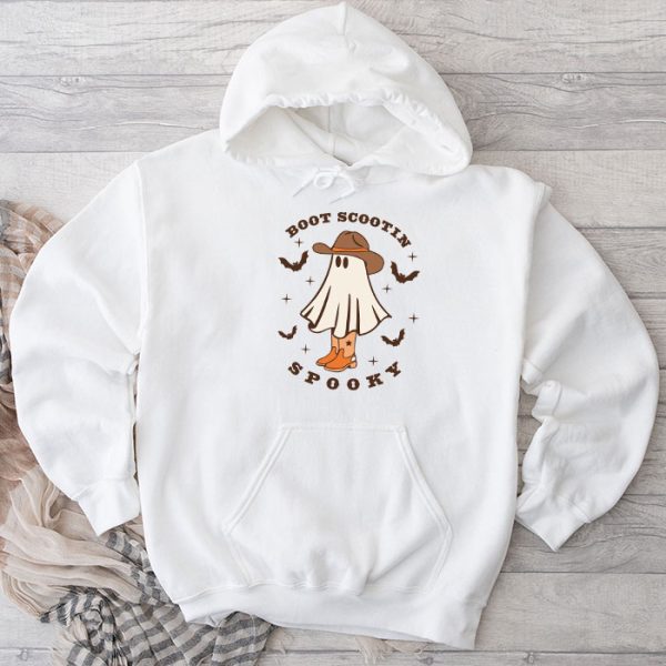 Retro Western Halloween Cowboy Ghost Boot Scootin Spooky Hoodie TH594