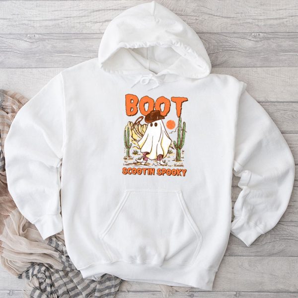 Retro Western Halloween Cowboy Ghost Boot Scootin Spooky Hoodie TH595