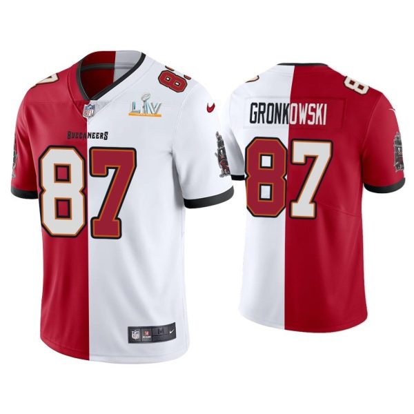 Rob Gronkowski Tampa Bay Buccaneers Red White Super Bowl LV Split Jersey