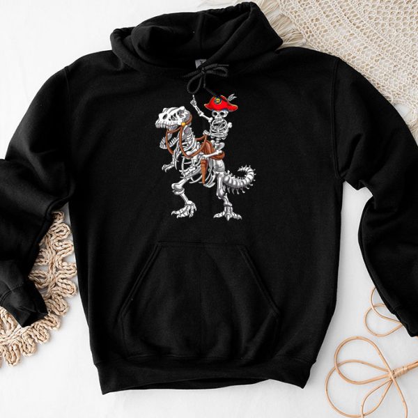 Skeleton Riding Mummy Dinosaur T Rex Kids Funny Halloween Hoodie