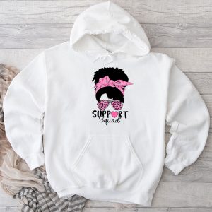 Support Squad Messy Bun Leopard Pink Breast Cancer Awareness Hoodie