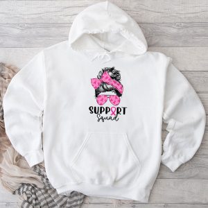 Support Squad Messy Bun Leopard Pink Breast Cancer Awareness Hoodie