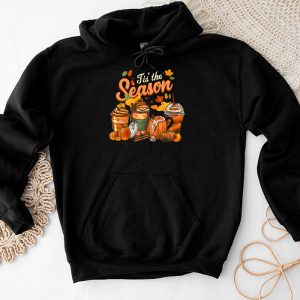 Tis The Season Pumpkin Leaf Latte Fall Thanksgiving Football Hoodie