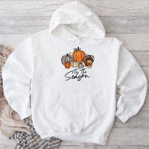 Tis The Season Pumpkin Leaf Latte Fall Thanksgiving Football Hoodie