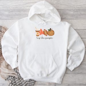 Tis The Season Pumpkin Leaf Latte Fall Thanksgiving Football Hoodie