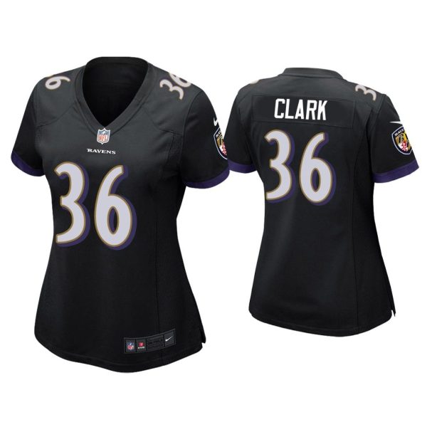 Women Chuck Clark Baltimore Ravens Black Game Jersey