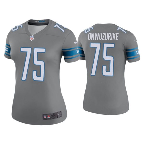 Women Color Rush Legend Levi Onwuzurike Detroit Lions Steel Jersey