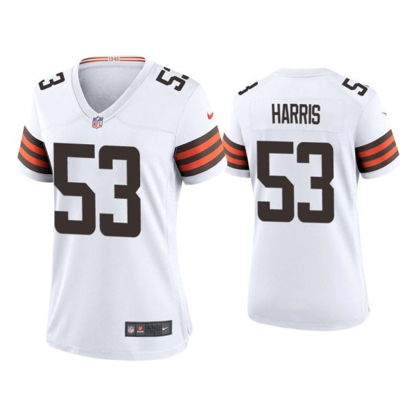 Women Nick Harris Cleveland Browns White Game Jersey