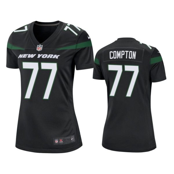 Women Tom Compton #77 New York Jets Black Game Jersey