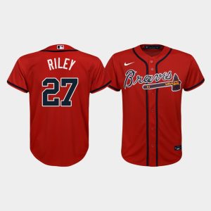 Youth Atlanta Braves Austin Riley #27 Red Replica Alternate Jersey