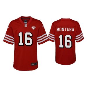 Youth Joe Montana San Francisco 49ers Scarlet 75th Anniversary Jersey