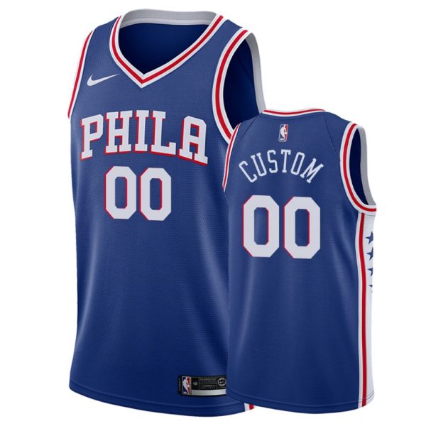 76ers Male Custom #00 Icon Blue Jersey