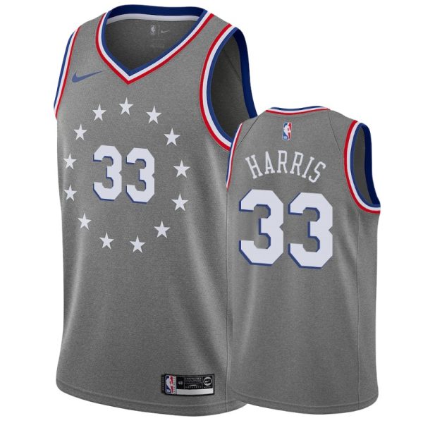 76ers Male Tobias Harris #33 City Gray Jersey