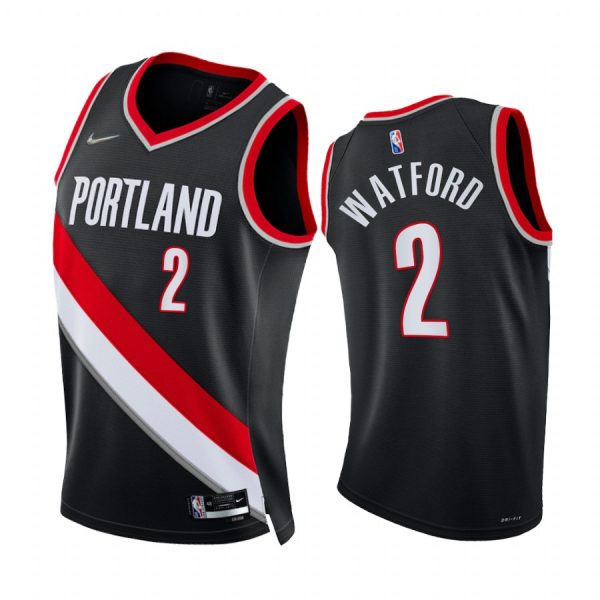 Blazers Trendon Watford 75th Diamond Anniversary Black 2021-22 Jersey Icon Edition