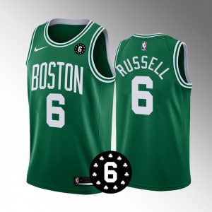 Boston Celtics Forever NO.6 Patch Bill Russell #6 Green Jersey