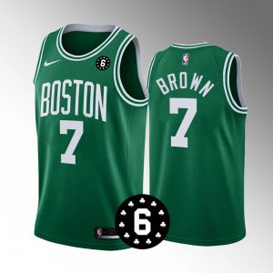 Boston Celtics Forever NO.6 Patch Jaylen Brown #7 Green Jersey