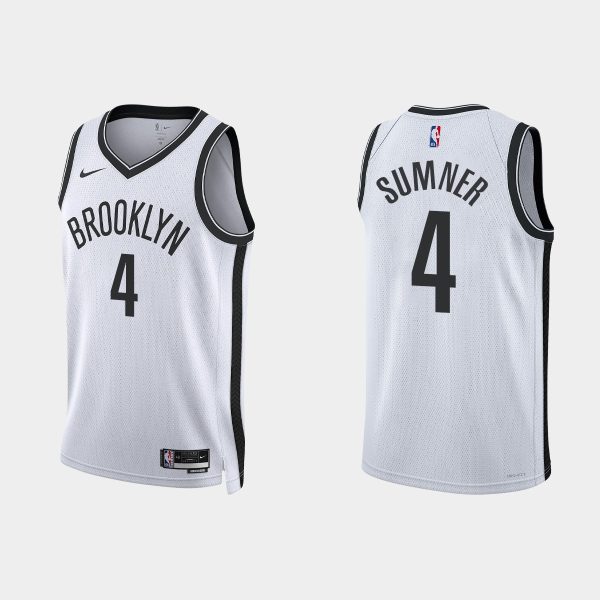 Brooklyn Nets Edmond Sumner #4 2022-23 Association Edition White Jersey Swingman