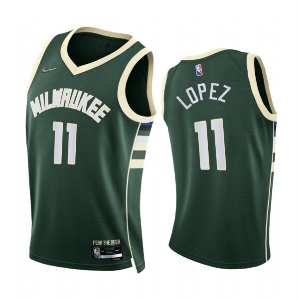 Bucks Brook Lopez 75th Diamond Anniversary Green #11 Jersey 2021-22