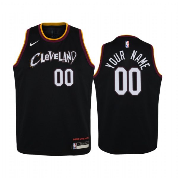 Cleveland Cavaliers Custom 2020-21 City Black Youth Jersey #00
