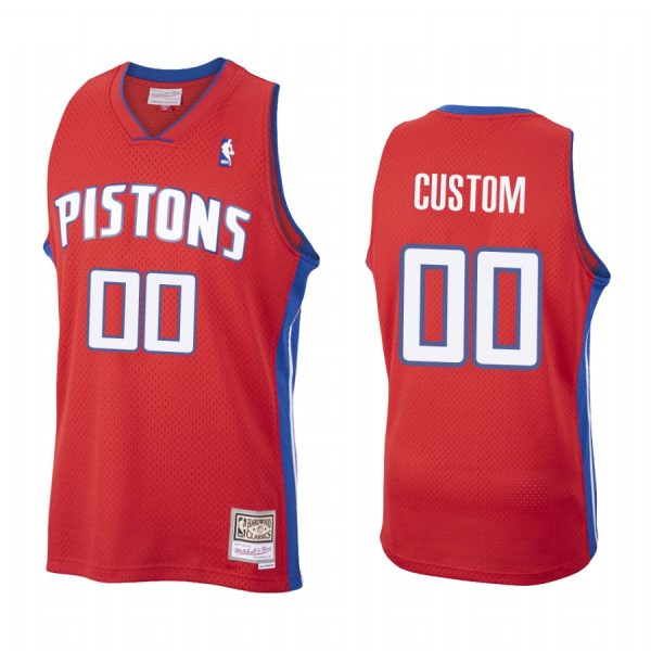Custom #00 Detroit Pistons Throwback Jersey Red