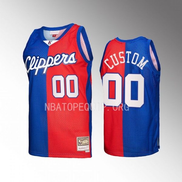 Custom #00 Los Angeles Clippers Hardwood Classics Royal Red Split Swingman Jersey