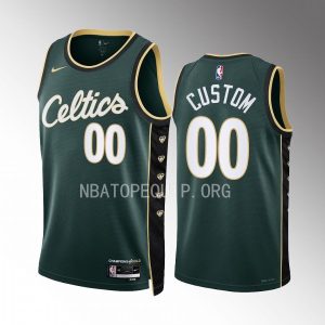 Custom Boston Celtics 2022-23 City Edition Green #00 Jersey Honor Bill Russell 11 Gold diamonds