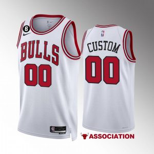 Custom Chicago Bulls #00 White Jersey 2022-23 Association Edition NO.6 Patch
