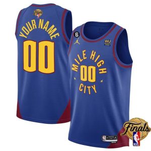 Custom Denver Nuggets Blue 2023 Finals Statement Edition With NO.6 Patch Stitched Basketball Jersey