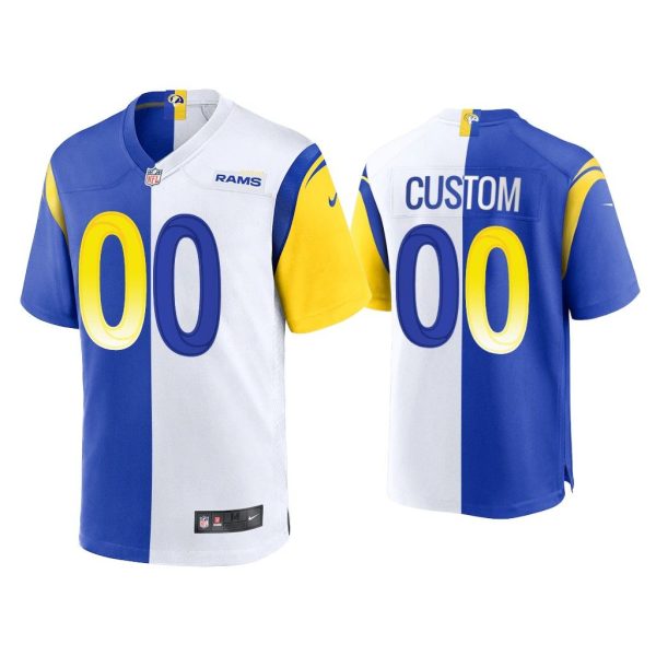 Custom Los Angeles Rams Royal White 2021 Split Game Jersey