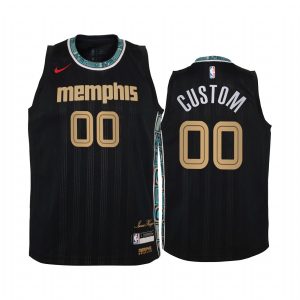 Custom Memphis Grizzlies 2020-21 City Black Youth Jersey - New Uniform
