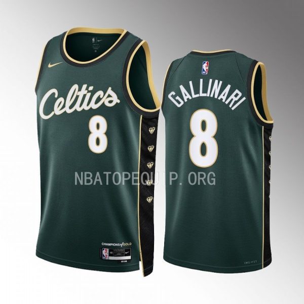 Danilo Gallinari Boston Celtics 2022-23 City Edition Green #8 Jersey Honor Bill Russell 11 Gold diamonds
