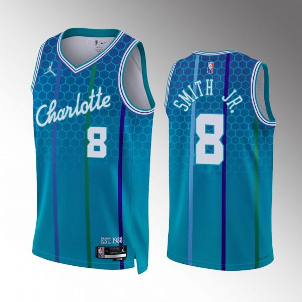 Dennis Smith Jr. Charlotte Hornets #8 Blue Jersey City Edition 75th Diamond Badge