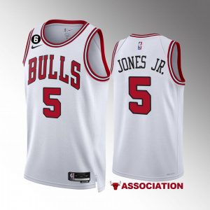 Derrick Jones Jr. Chicago Bulls #5 White Jersey 2022-23 Association Edition NO.6 Patch