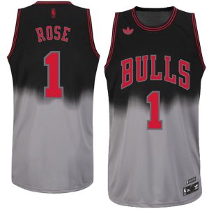Derrick Rose Chicago Bulls Fadeaway Swingman Black/Gray Jersey