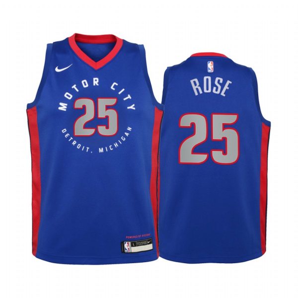 Derrick Rose Detroit Pistons 2020-21 City Blue Youth Jersey - New Uniform