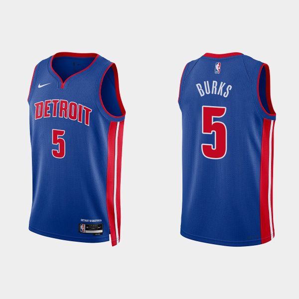 Detroit Pistons #5 Alec Burks Icon Edition Royal 2022-23 Jersey
